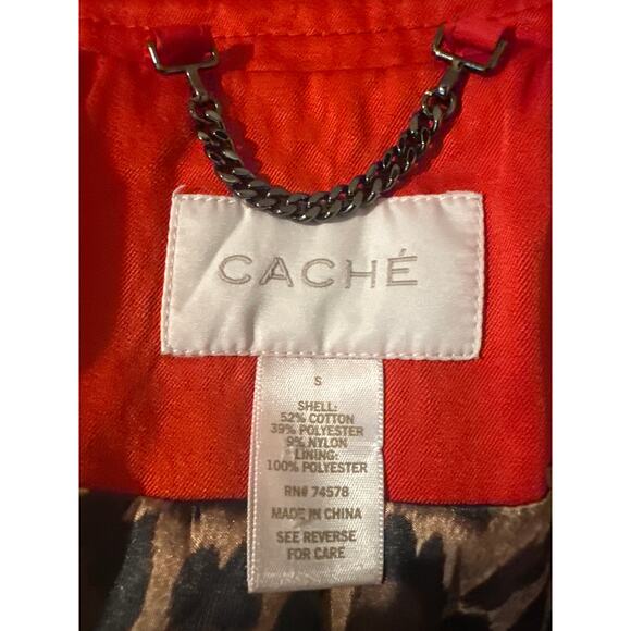 Cache Red Trench Coat Jacket with Buttons - Picture 6 of 7